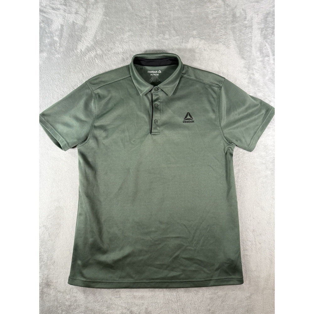 Reebok Shirt Mens Medium Green Performance Short Sleeve Polo
